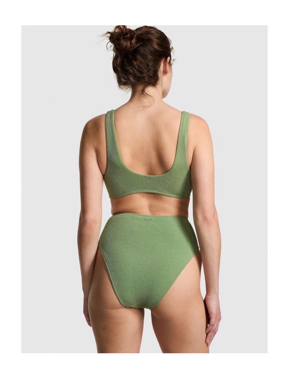 Shimmer High‑Waist Soft Green Bikini Bottom VS PINK